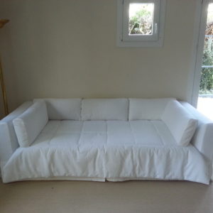 housse de canapé-lit tissu blanc